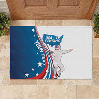 Personalized USA Fencing Rubber Doormat 2024 United States Flag Curve Style - Wonder Print Shop