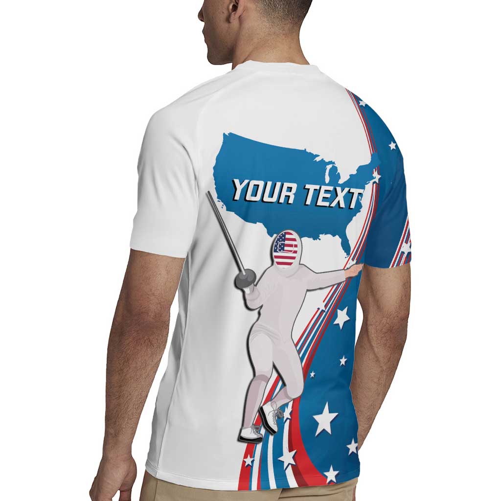 Personalized USA Fencing Rugby Jersey 2024 United States Flag Curve Style - Wonder Print Shop