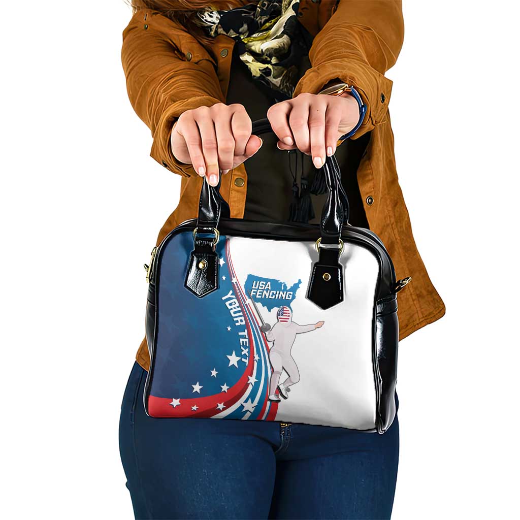 Personalized USA Fencing Shoulder Handbag 2024 United States Flag Curve Style