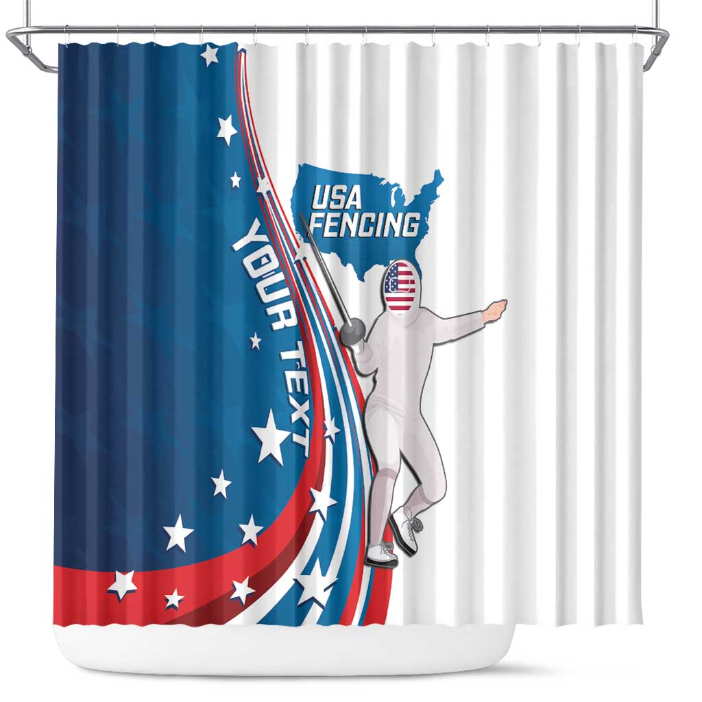 Personalized USA Fencing Shower Curtain 2024 United States Flag Curve Style