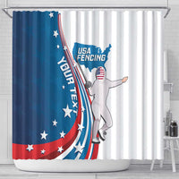 Personalized USA Fencing Shower Curtain 2024 United States Flag Curve Style