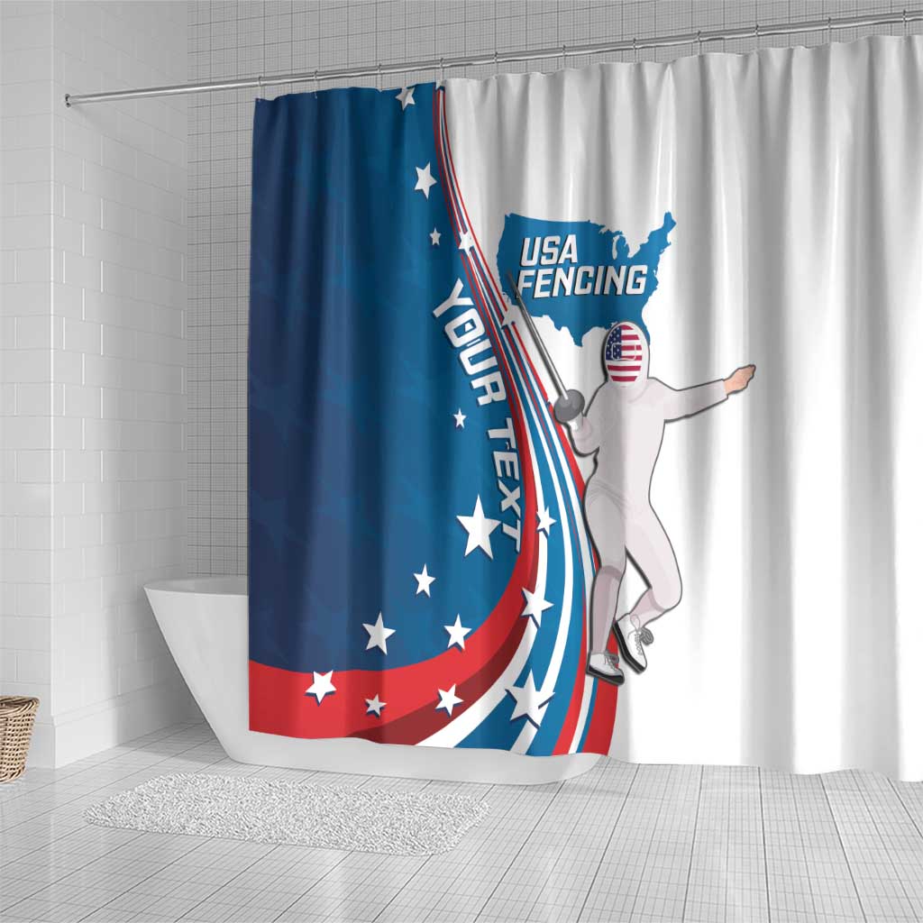 Personalized USA Fencing Shower Curtain 2024 United States Flag Curve Style