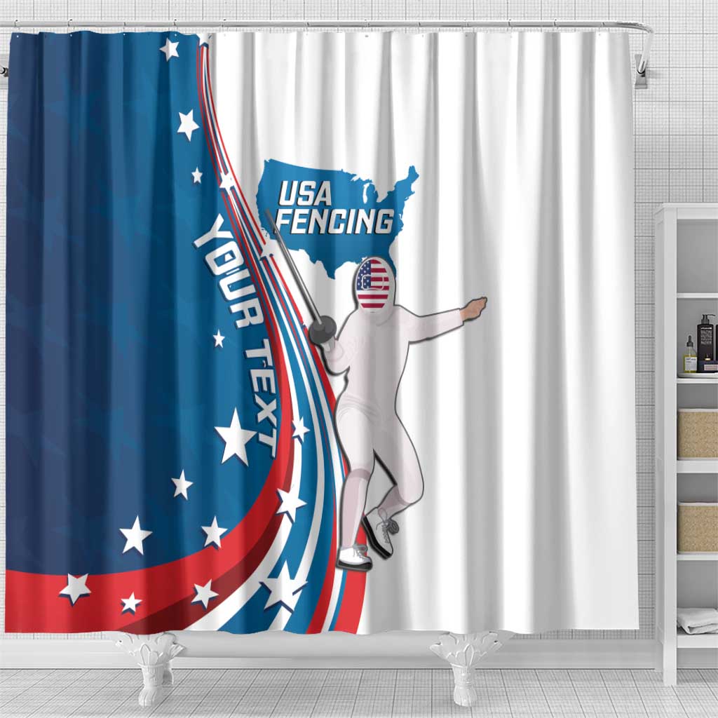 Personalized USA Fencing Shower Curtain 2024 United States Flag Curve Style