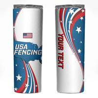 Personalized USA Fencing Skinny Tumbler 2024 United States Flag Curve Style - Wonder Print Shop