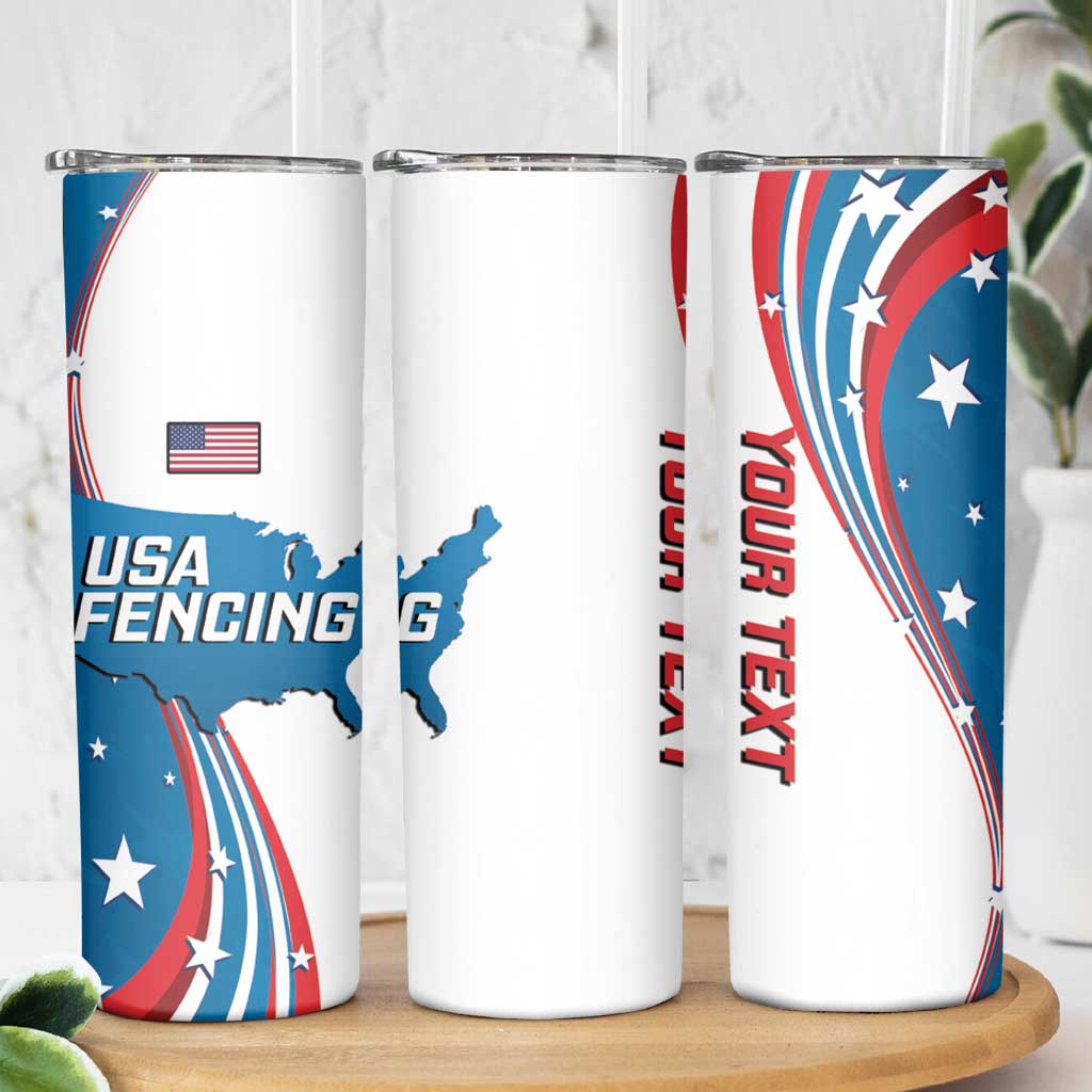 Personalized USA Fencing Skinny Tumbler 2024 United States Flag Curve Style - Wonder Print Shop