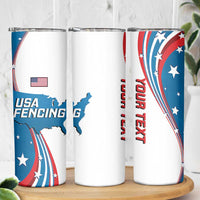 Personalized USA Fencing Skinny Tumbler 2024 United States Flag Curve Style - Wonder Print Shop