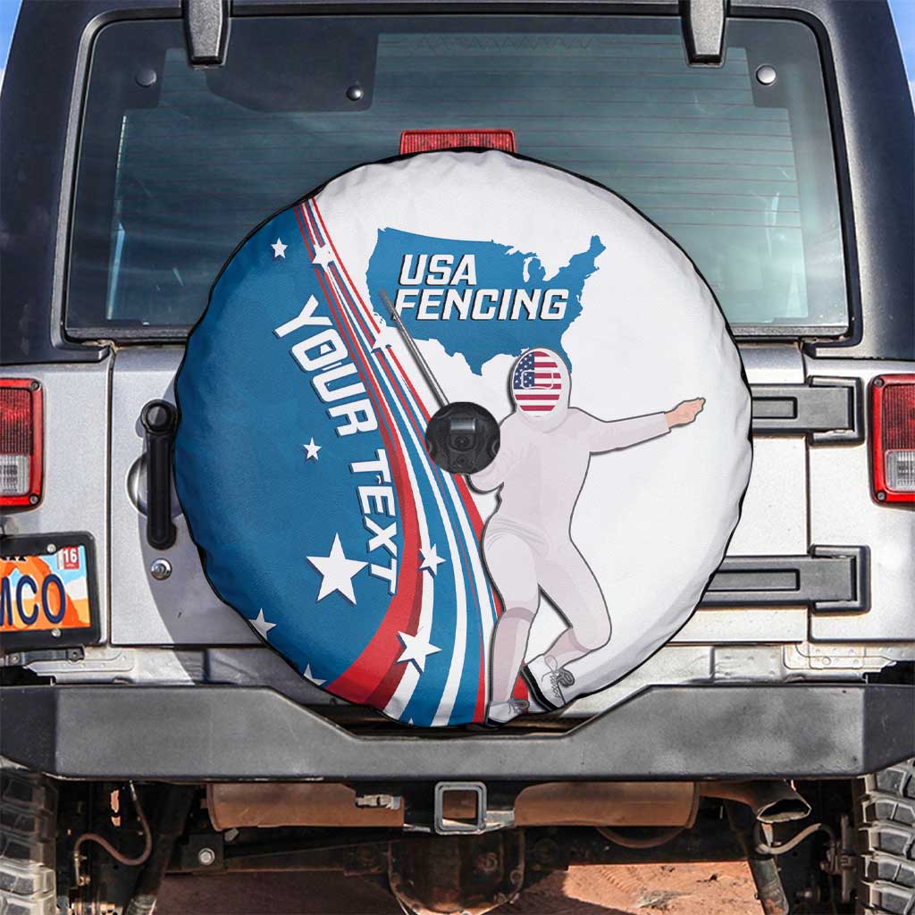 Personalized USA Fencing Spare Tire Cover 2024 United States Flag Curve Style - Wonder Print Shop