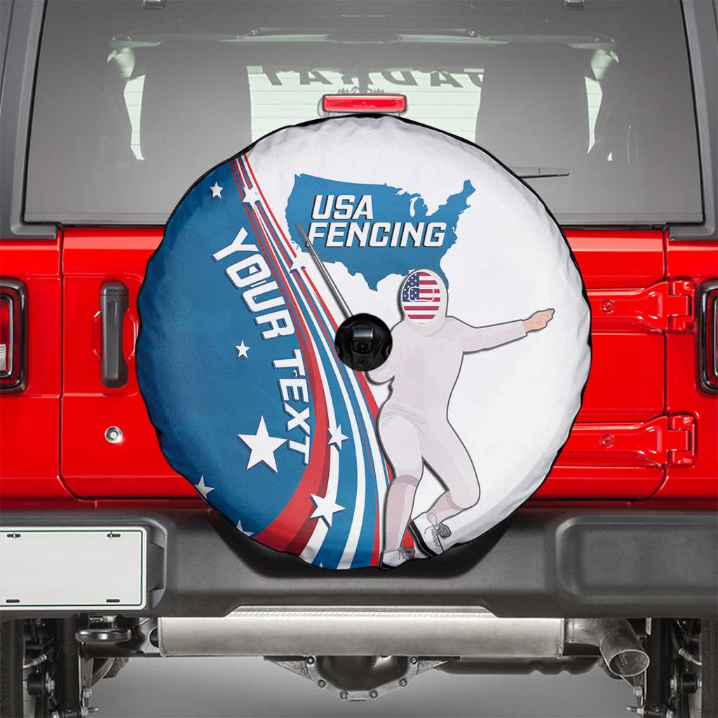 Personalized USA Fencing Spare Tire Cover 2024 United States Flag Curve Style - Wonder Print Shop