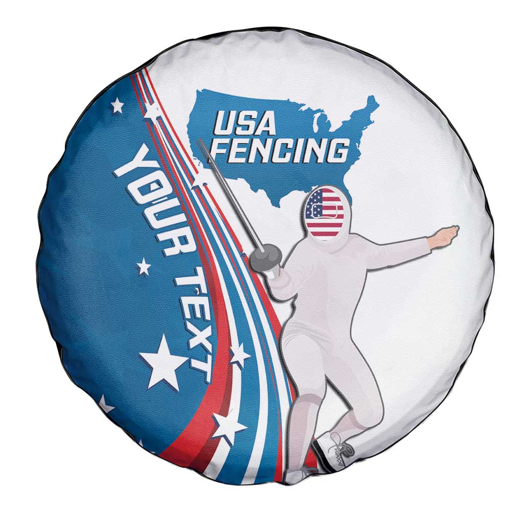 Personalized USA Fencing Spare Tire Cover 2024 United States Flag Curve Style - Wonder Print Shop