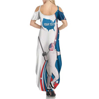 Personalized USA Fencing Summer Maxi Dress 2024 United States Flag Curve Style - Wonder Print Shop