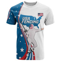 Personalized USA Fencing T Shirt 2024 United States Flag Curve Style - Wonder Print Shop
