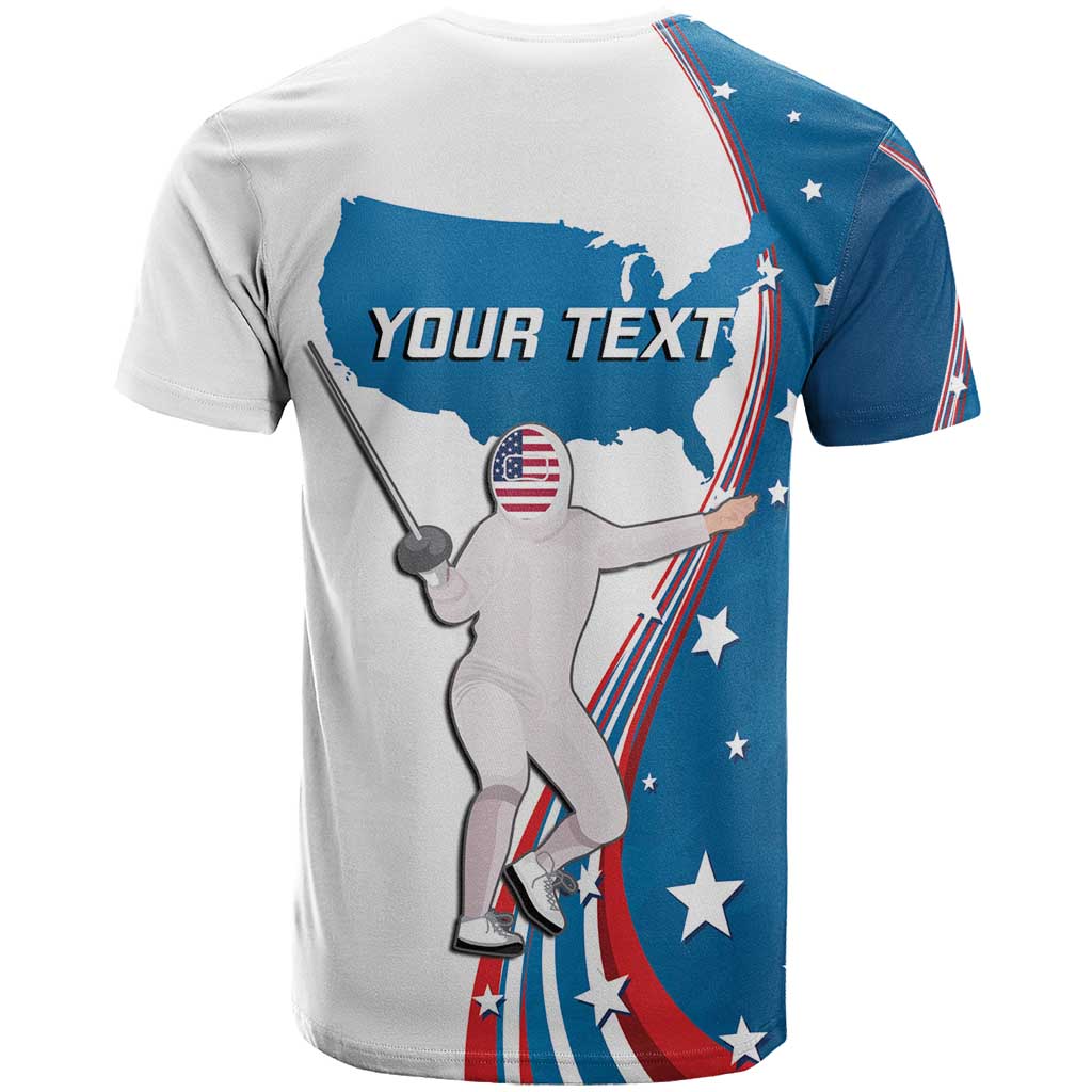 Personalized USA Fencing T Shirt 2024 United States Flag Curve Style - Wonder Print Shop