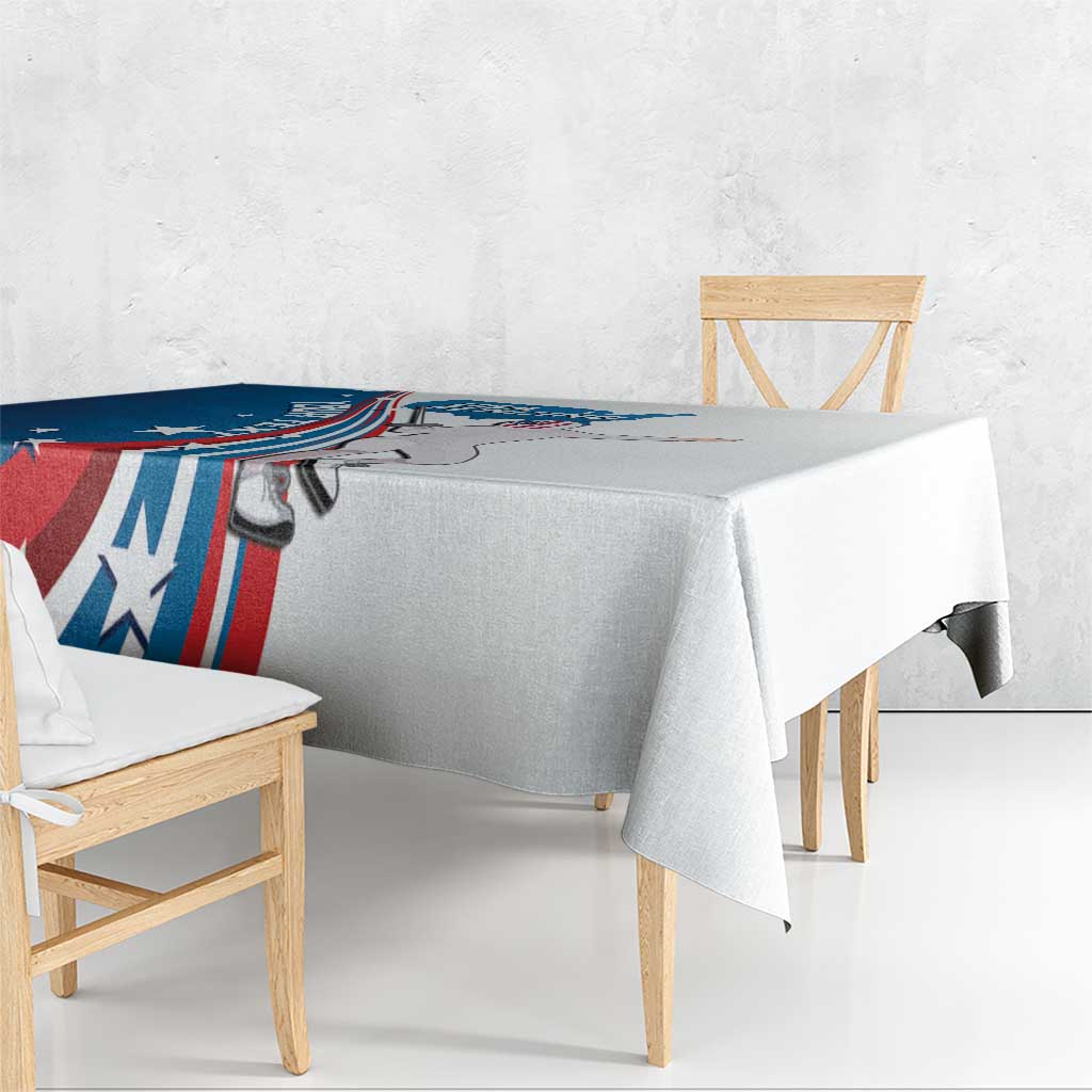 Personalized USA Fencing Tablecloth 2024 United States Flag Curve Style - Wonder Print Shop