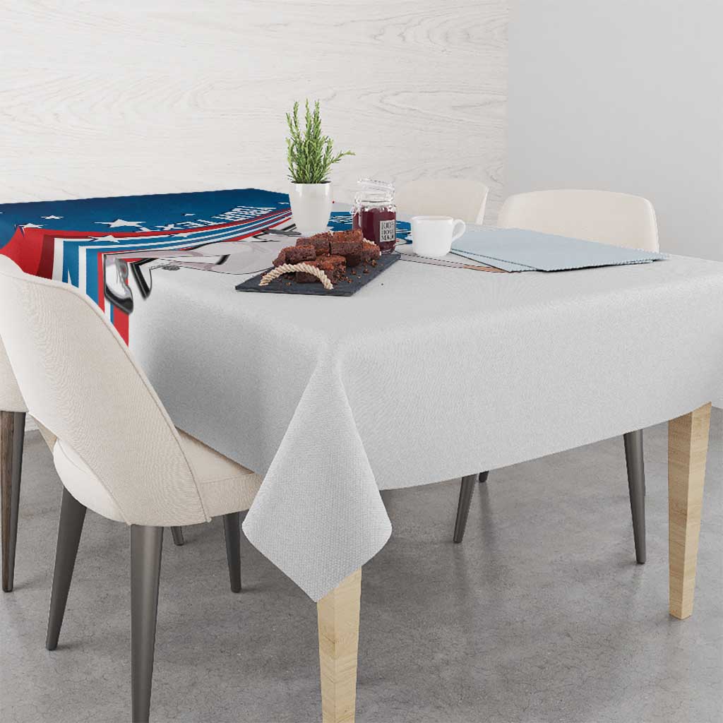 Personalized USA Fencing Tablecloth 2024 United States Flag Curve Style - Wonder Print Shop