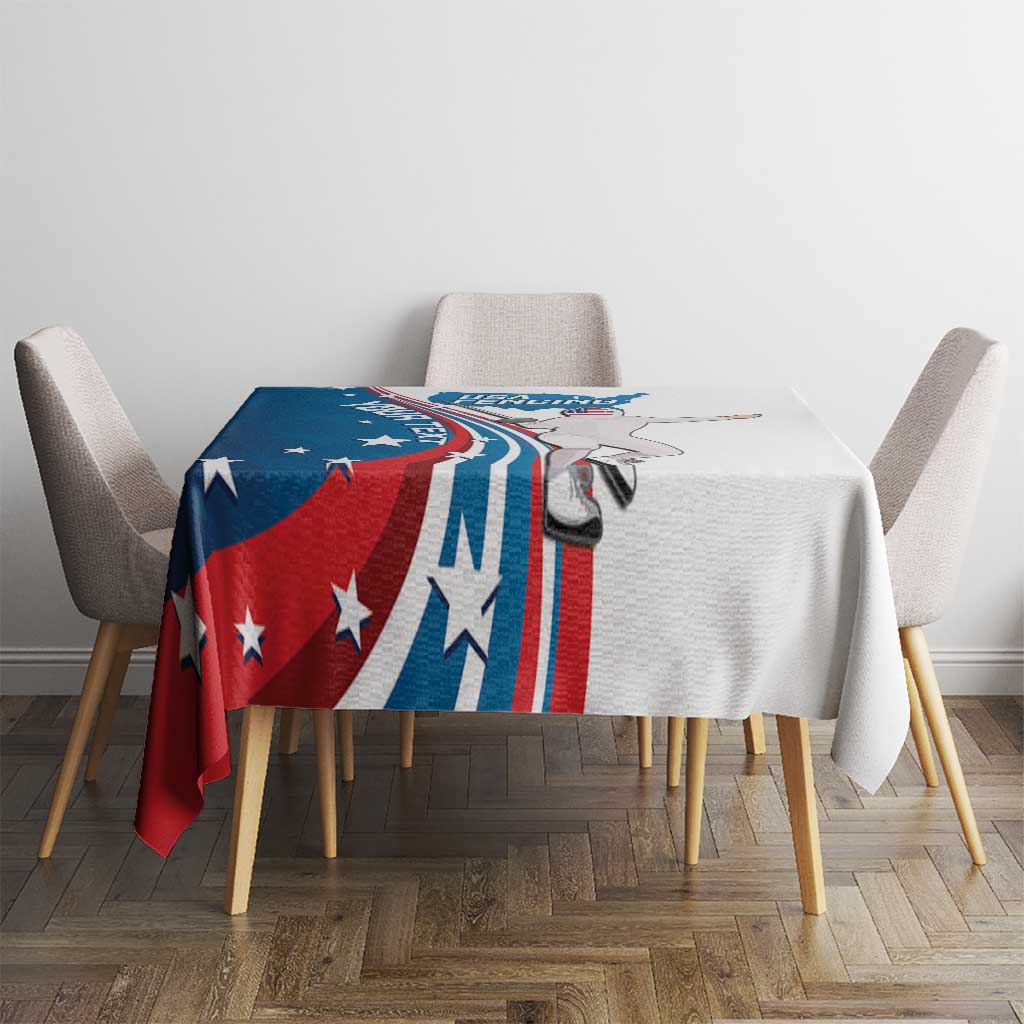 Personalized USA Fencing Tablecloth 2024 United States Flag Curve Style - Wonder Print Shop