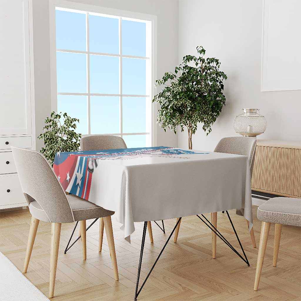 Personalized USA Fencing Tablecloth 2024 United States Flag Curve Style - Wonder Print Shop