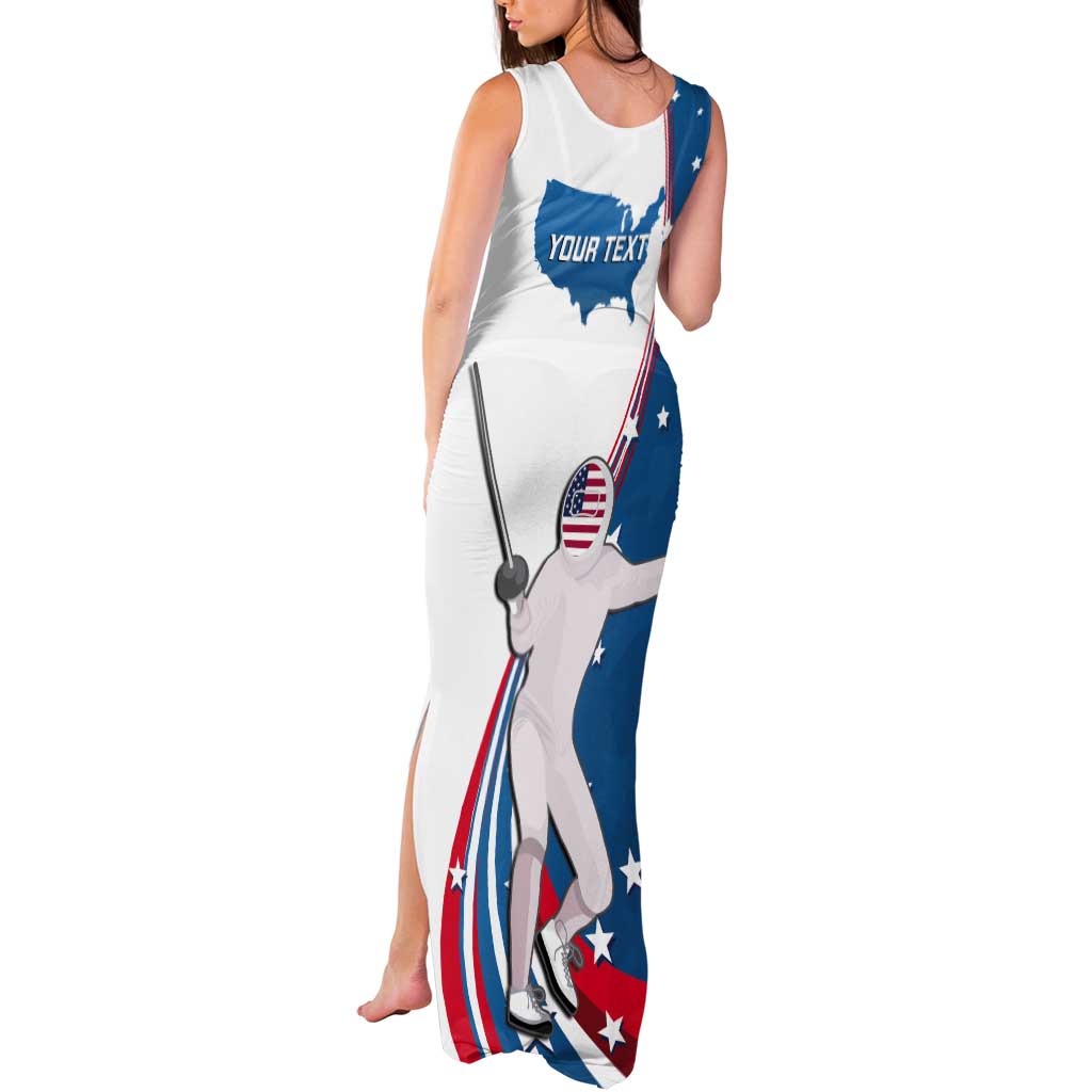 Personalized USA Fencing Tank Maxi Dress 2024 United States Flag Curve Style - Wonder Print Shop