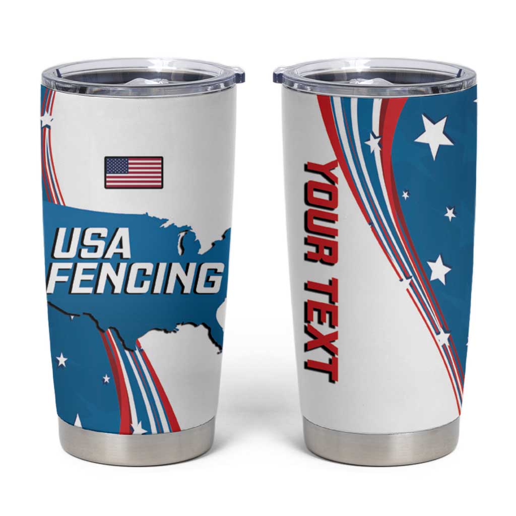 Personalized USA Fencing Tumbler Cup 2024 United States Flag Curve Style - Wonder Print Shop