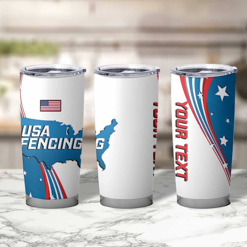 Personalized USA Fencing Tumbler Cup 2024 United States Flag Curve Style - Wonder Print Shop