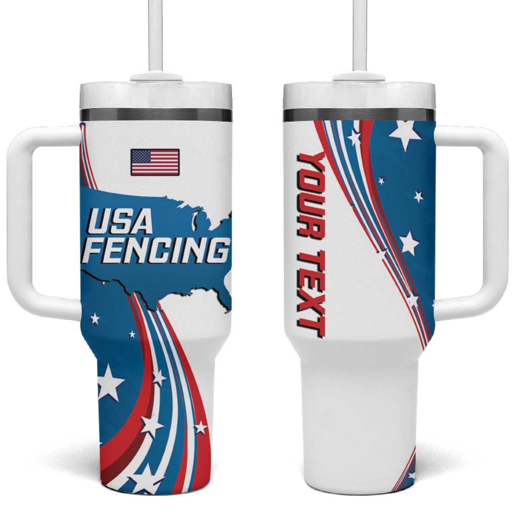 Personalized USA Fencing Tumbler With Handle 2024 United States Flag Curve Style - Wonder Print Shop
