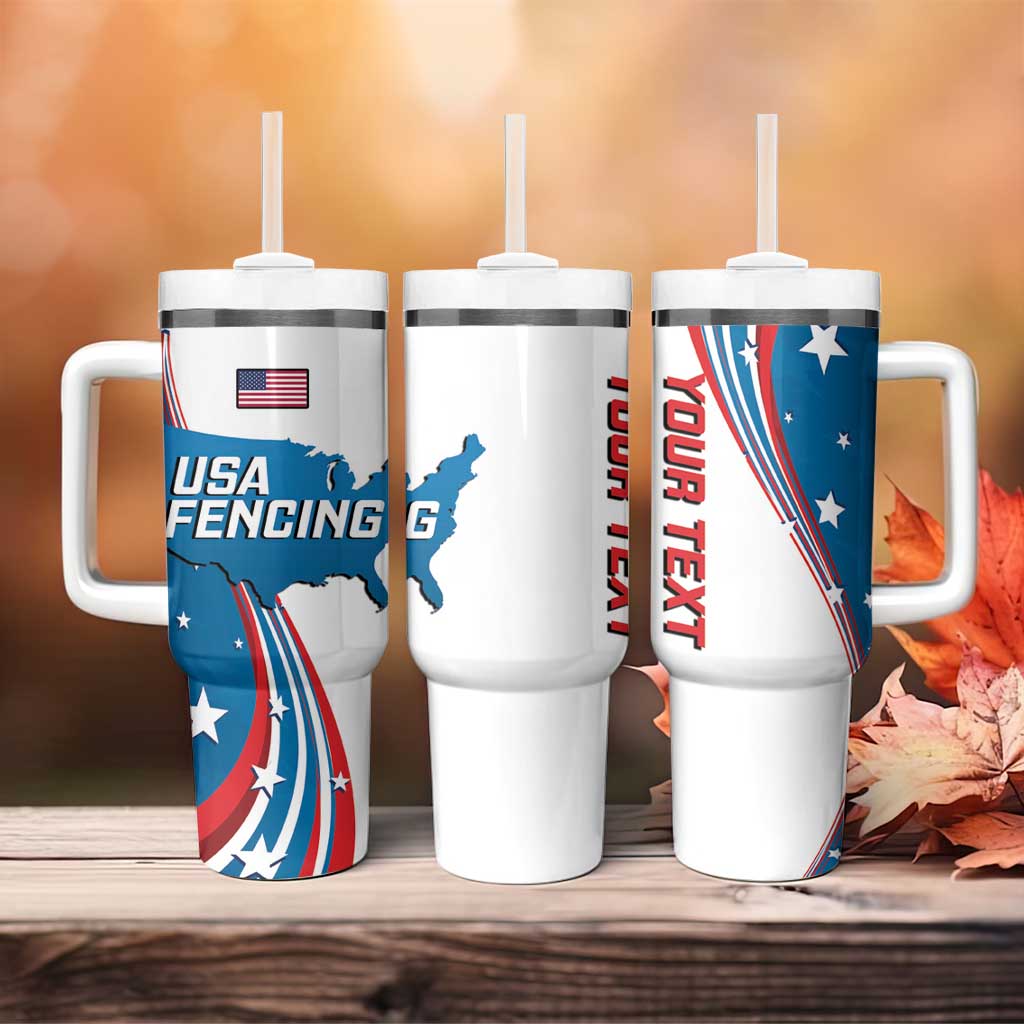 Personalized USA Fencing Tumbler With Handle 2024 United States Flag Curve Style - Wonder Print Shop