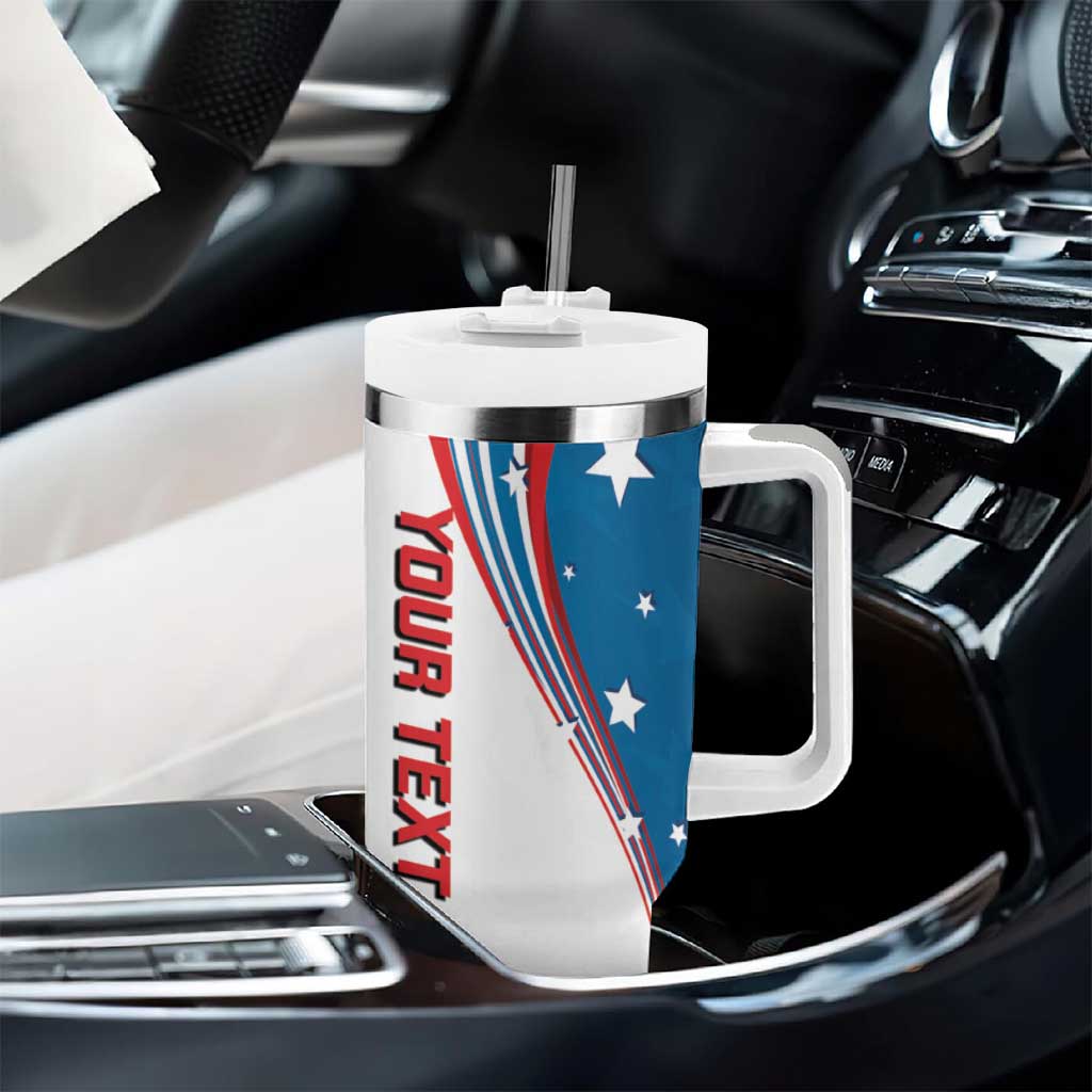 Personalized USA Fencing Tumbler With Handle 2024 United States Flag Curve Style - Wonder Print Shop