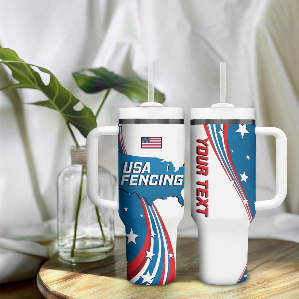 Personalized USA Fencing Tumbler With Handle 2024 United States Flag Curve Style - Wonder Print Shop