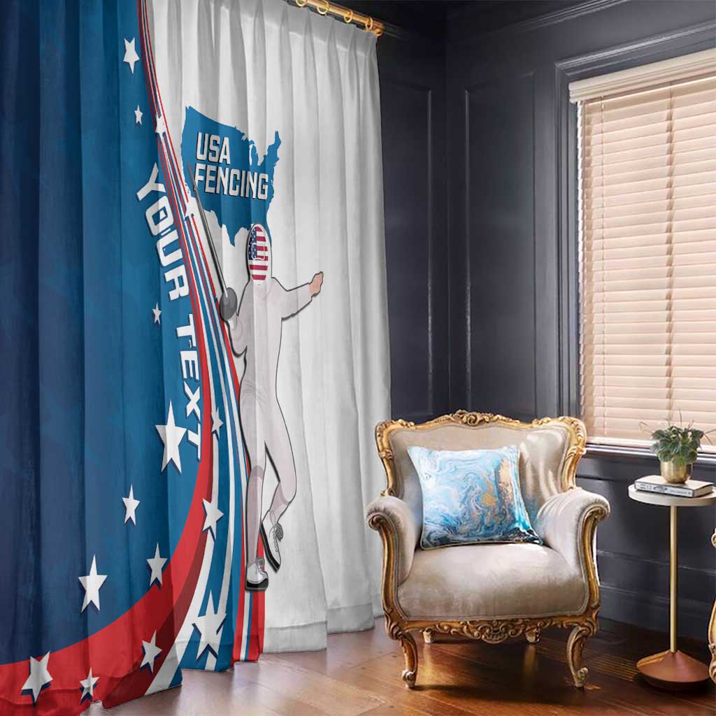 Personalized USA Fencing Window Curtain 2024 United States Flag Curve Style - Wonder Print Shop