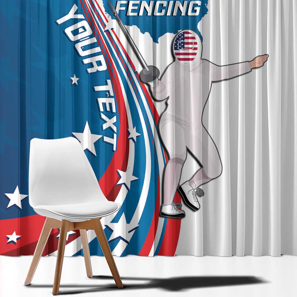 Personalized USA Fencing Window Curtain 2024 United States Flag Curve Style - Wonder Print Shop