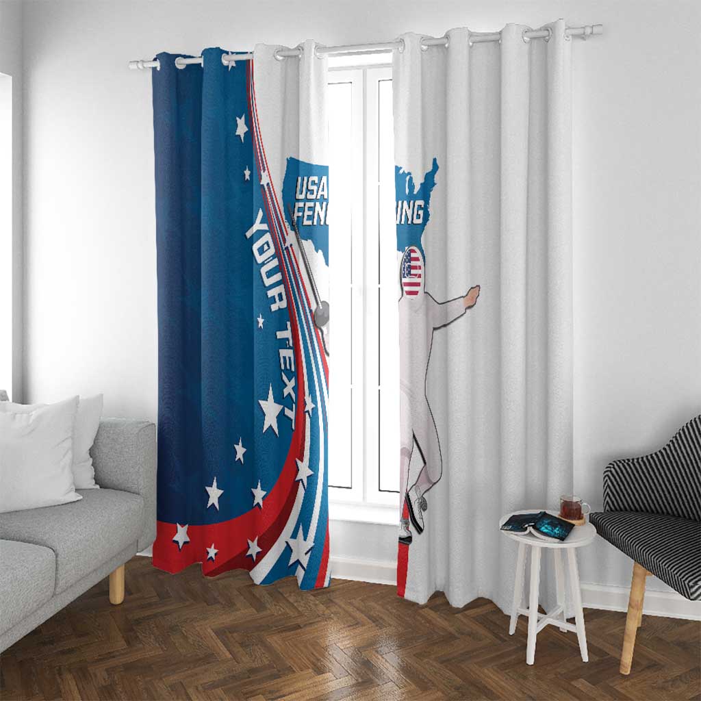 Personalized USA Fencing Window Curtain 2024 United States Flag Curve Style - Wonder Print Shop