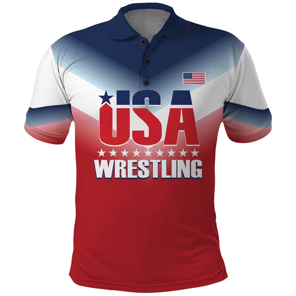 Custom USA Wrestling Polo Shirt 2024 Sporty Style - Wonder Print Shop