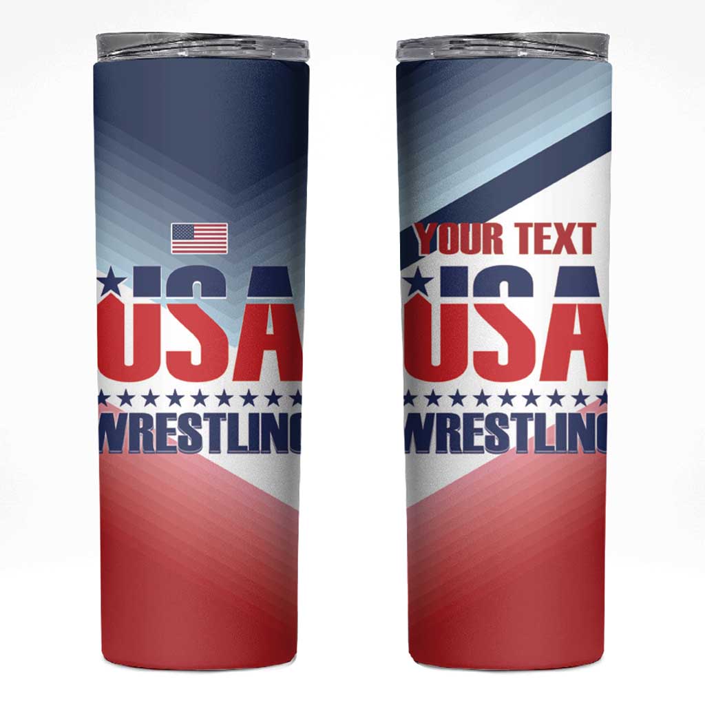 Personalized USA Wrestling Skinny Tumbler 2024 Sporty Style - Wonder Print Shop