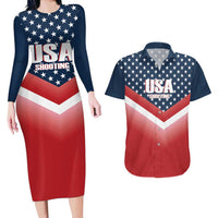 Custom USA Shooting Couples Matching Long Sleeve Bodycon Dress and Hawaiian Shirt 2024 Sporty Style - Wonder Print Shop