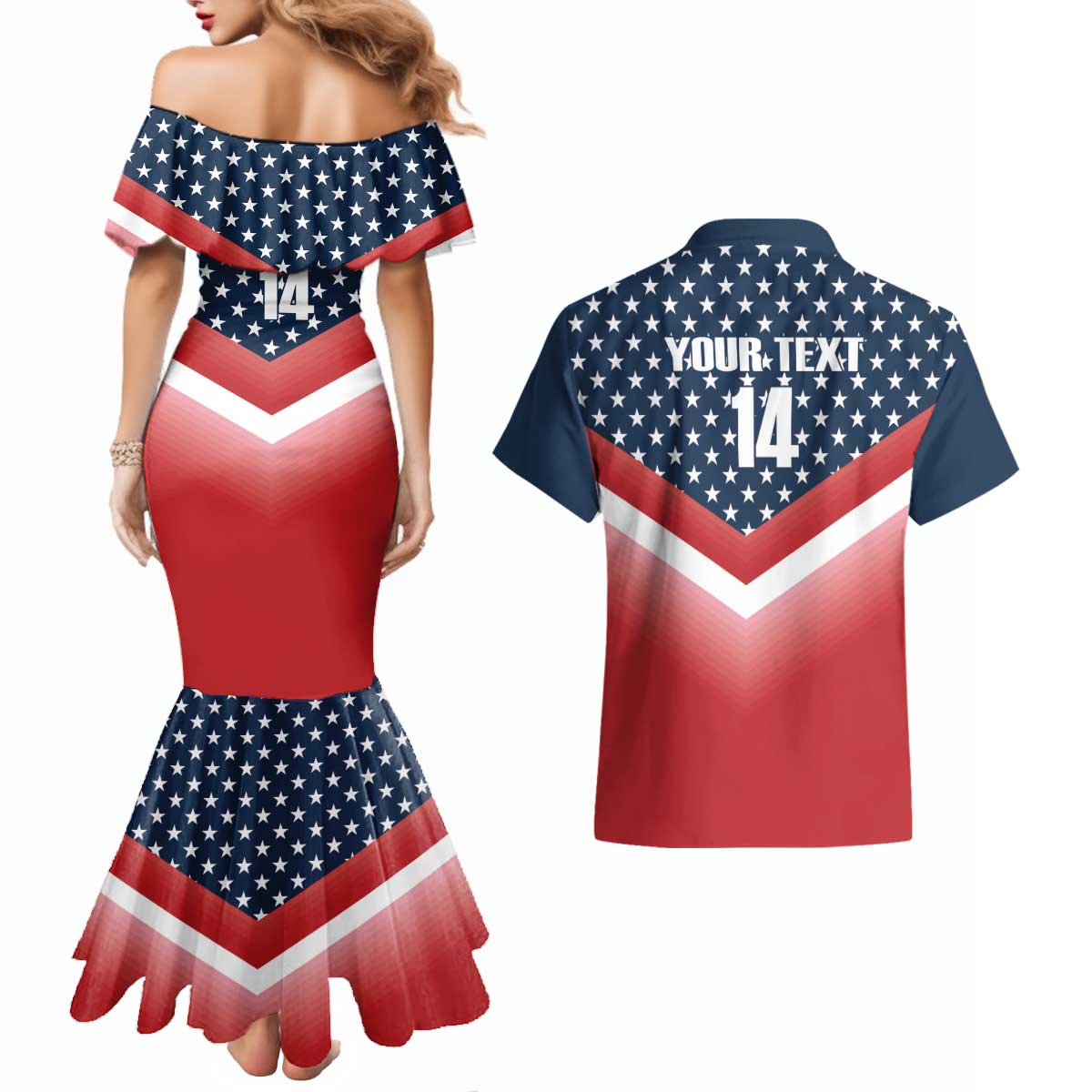 Custom USA Shooting Couples Matching Mermaid Dress and Hawaiian Shirt 2024 Sporty Style - Wonder Print Shop
