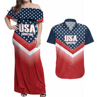 Custom USA Shooting Couples Matching Off Shoulder Maxi Dress and Hawaiian Shirt 2024 Sporty Style - Wonder Print Shop