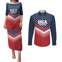 Custom USA Shooting Couples Matching Puletasi and Long Sleeve Button Shirt 2024 Sporty Style - Wonder Print Shop