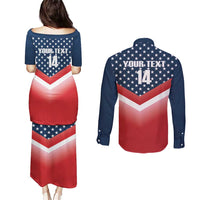Custom USA Shooting Couples Matching Puletasi and Long Sleeve Button Shirt 2024 Sporty Style - Wonder Print Shop