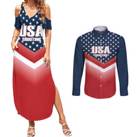 Custom USA Shooting Couples Matching Summer Maxi Dress and Long Sleeve Button Shirt 2024 Sporty Style - Wonder Print Shop