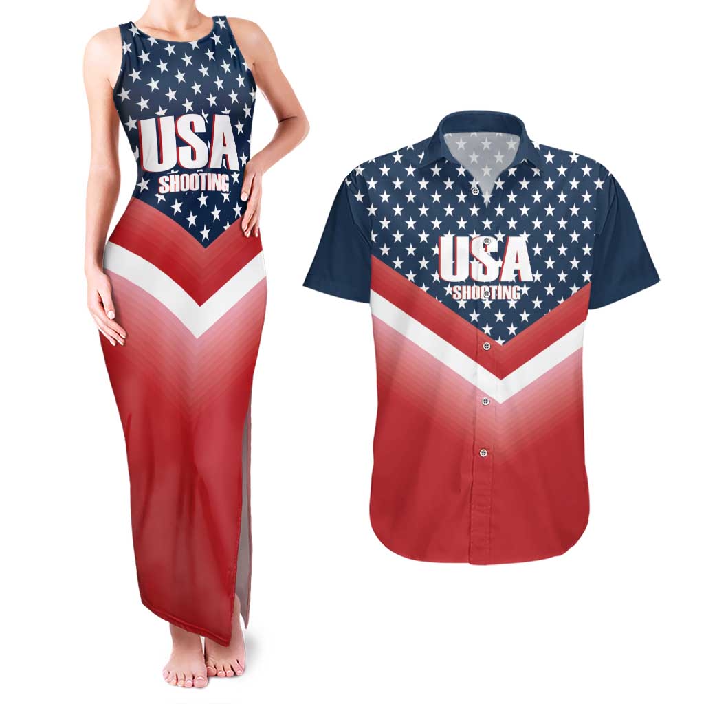 Custom USA Shooting Couples Matching Tank Maxi Dress and Hawaiian Shirt 2024 Sporty Style - Wonder Print Shop