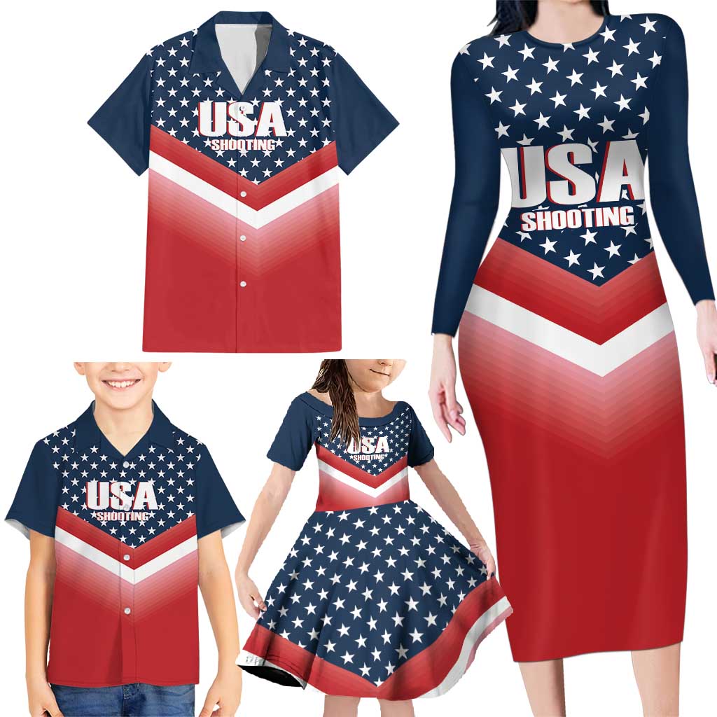 Custom USA Shooting Family Matching Long Sleeve Bodycon Dress and Hawaiian Shirt 2024 Sporty Style - Wonder Print Shop