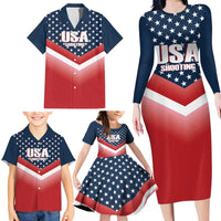 Custom USA Shooting Family Matching Long Sleeve Bodycon Dress and Hawaiian Shirt 2024 Sporty Style - Wonder Print Shop