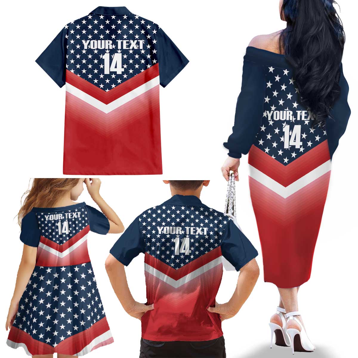 Custom USA Shooting Family Matching Off The Shoulder Long Sleeve Dress and Hawaiian Shirt 2024 Sporty Style - Wonder Print Shop
