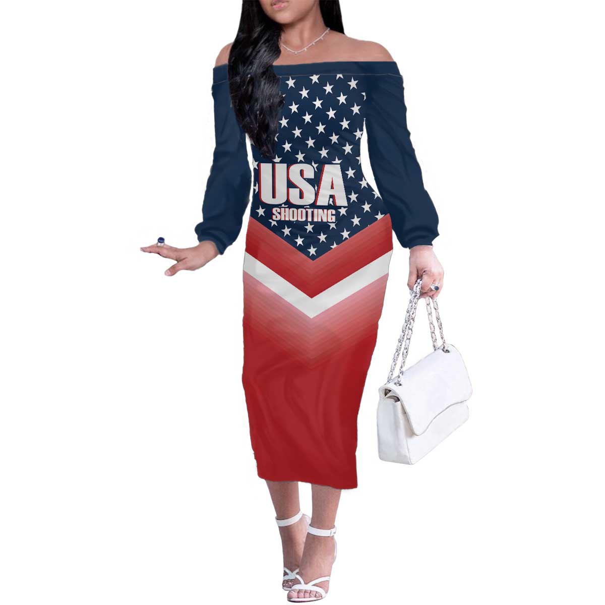 Custom USA Shooting Family Matching Off The Shoulder Long Sleeve Dress and Hawaiian Shirt 2024 Sporty Style - Wonder Print Shop