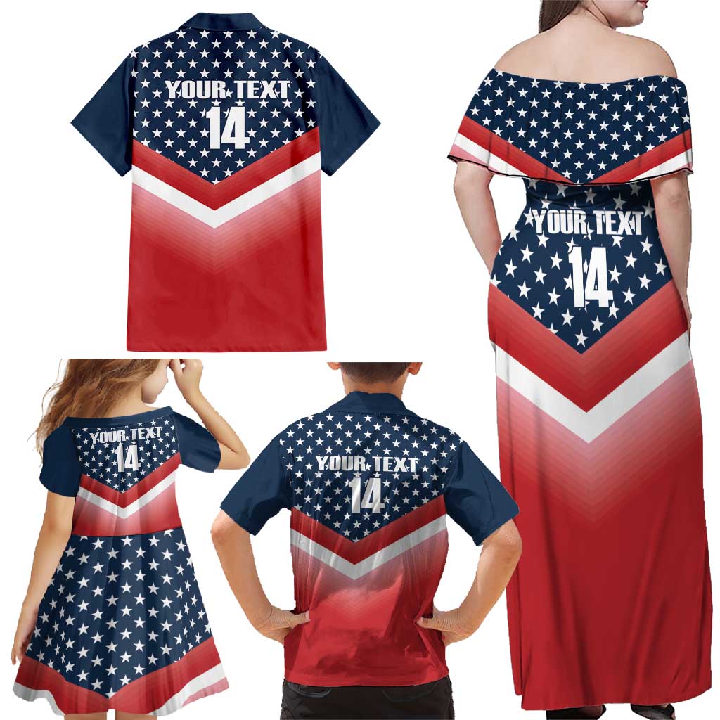 Custom USA Shooting Family Matching Off Shoulder Maxi Dress and Hawaiian Shirt 2024 Sporty Style - Wonder Print Shop