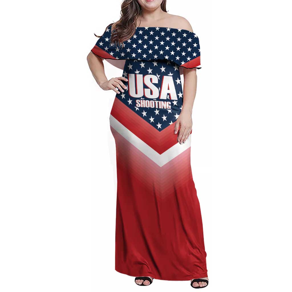 Custom USA Shooting Family Matching Off Shoulder Maxi Dress and Hawaiian Shirt 2024 Sporty Style - Wonder Print Shop