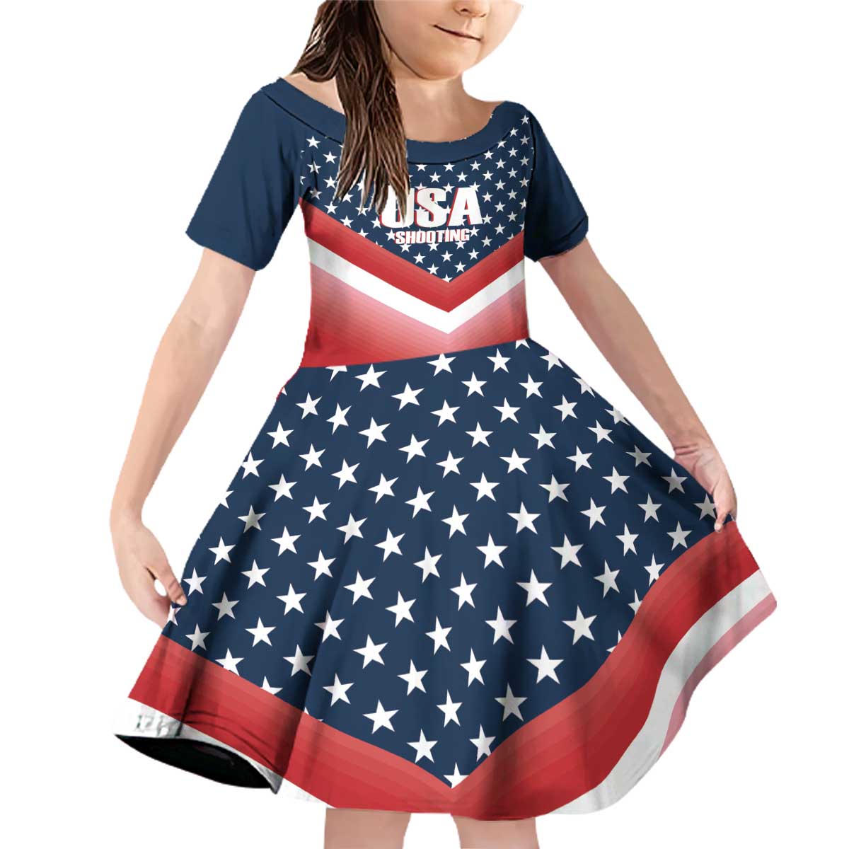 Custom USA Shooting Family Matching Off Shoulder Short Dress and Hawaiian Shirt 2024 Sporty Style - Wonder Print Shop