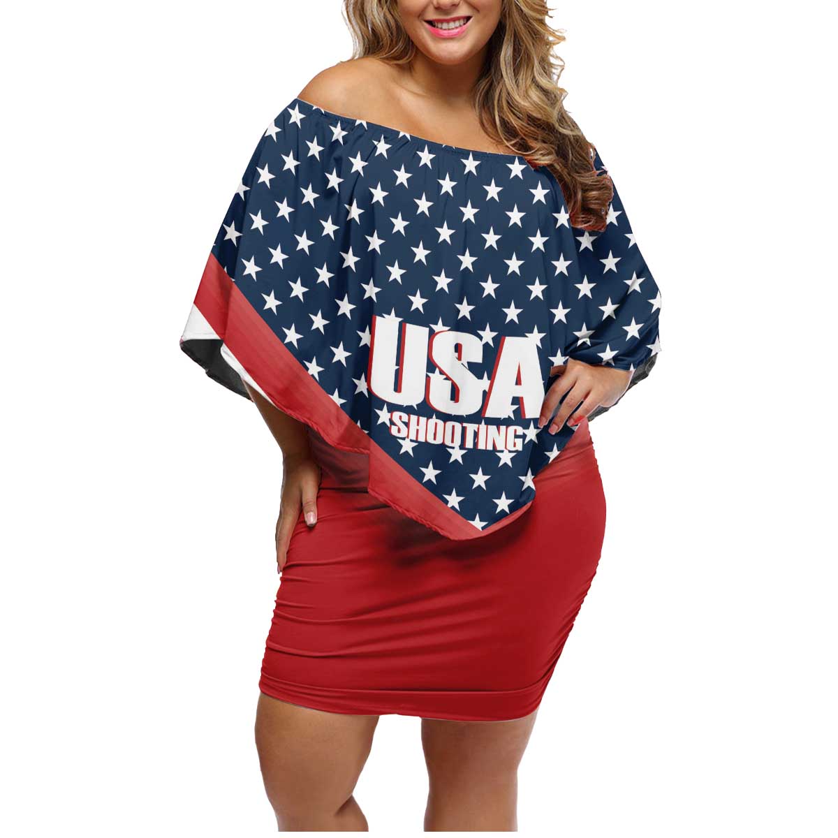 Custom USA Shooting Family Matching Off Shoulder Short Dress and Hawaiian Shirt 2024 Sporty Style - Wonder Print Shop