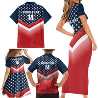 Custom USA Shooting Family Matching Short Sleeve Bodycon Dress and Hawaiian Shirt 2024 Sporty Style - Wonder Print Shop
