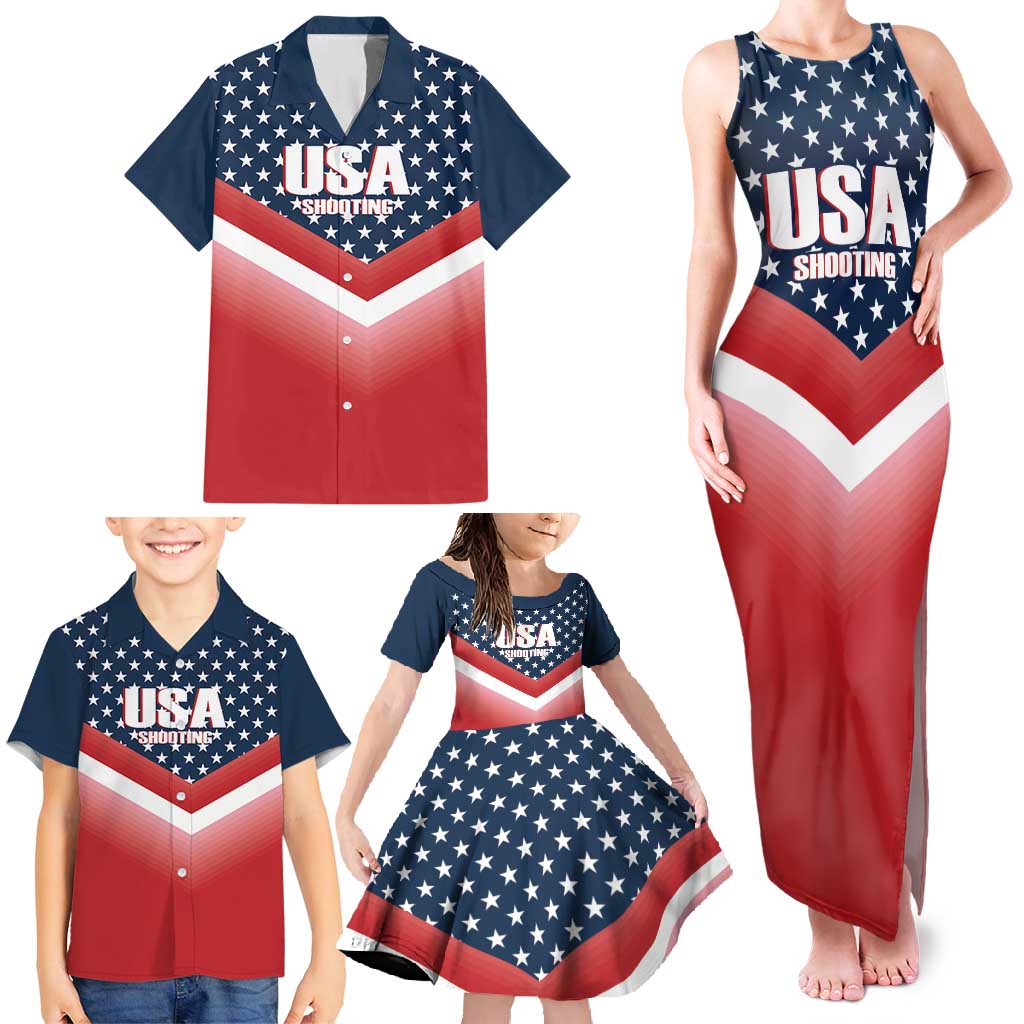 Custom USA Shooting Family Matching Tank Maxi Dress and Hawaiian Shirt 2024 Sporty Style - Wonder Print Shop