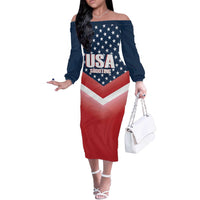 Custom USA Shooting Off The Shoulder Long Sleeve Dress 2024 Sporty Style - Wonder Print Shop